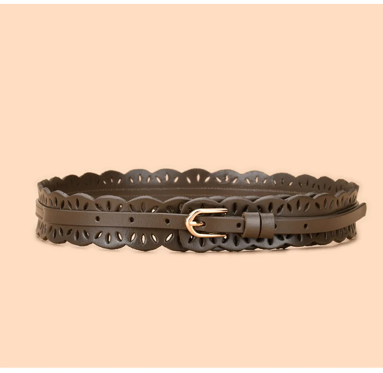 3,8 CM Breite Weibliche Luxus Marke Top Qualität Hohl Muster Pin Schnalle Mode Handgemachte Accessoire Taille Gürtel – Detail 5