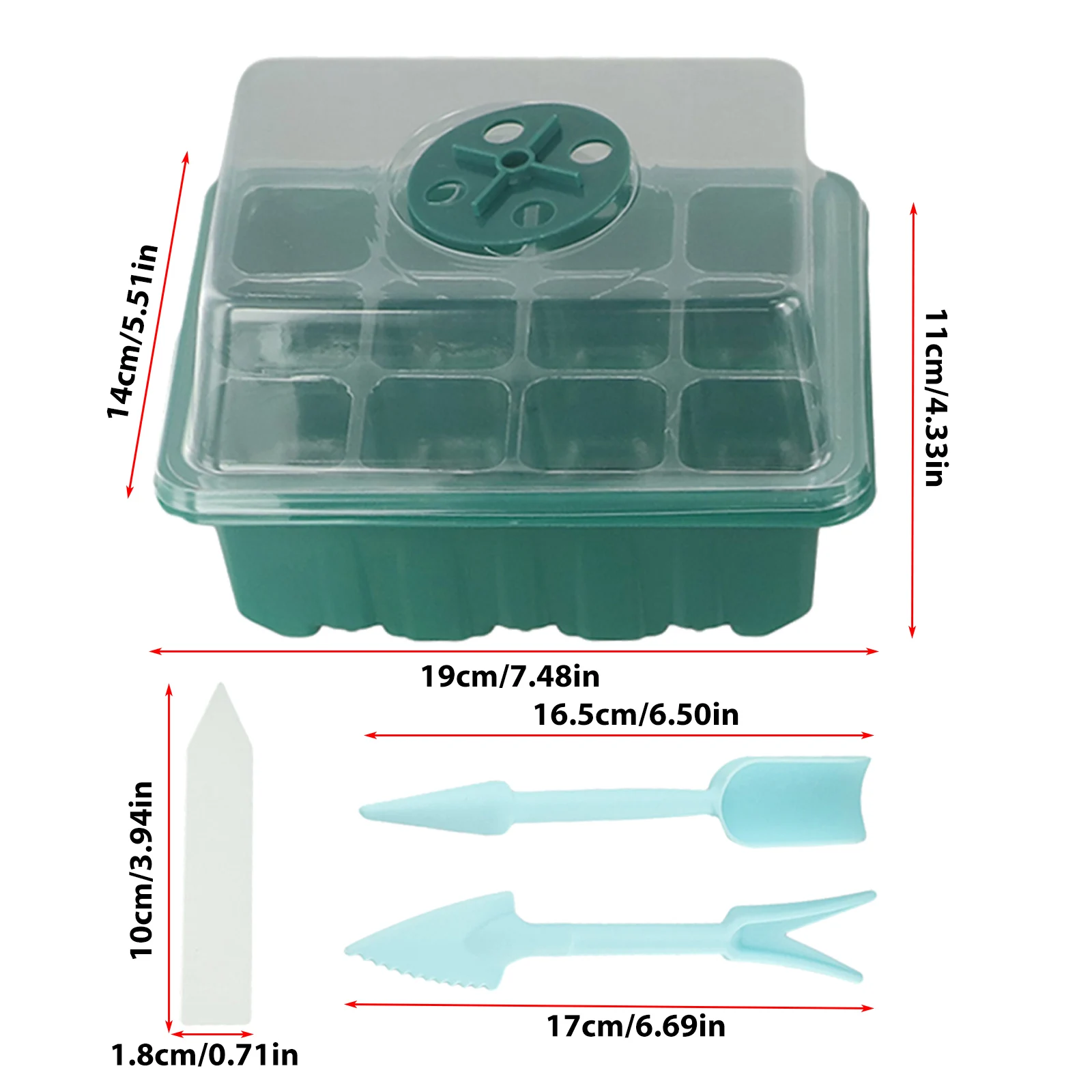 4pcs Starter Tray Box For Greenhouse 12 Compartments Nursery Box Indoor Greenhouse Propagation Adjustable Ventilation Humidity