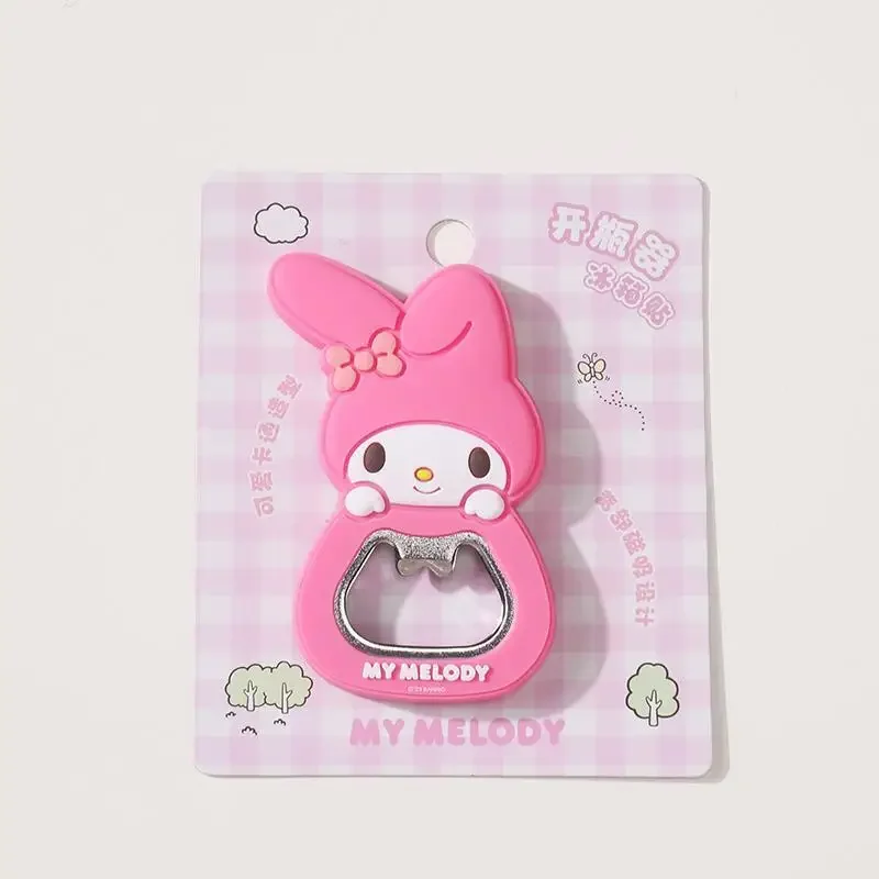 Hello Kitty abridor de botellas imán para refrigerador nueva melodía Kuromi Cinnamoroll lata cerveza vino accesorios utensilios de cocina decoración del hogar