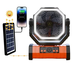Solar Energy Multifunction Outdoor Camping LED Light Fan USB Charging 10000mAh Battery Portable Air Cooling Electric Fan