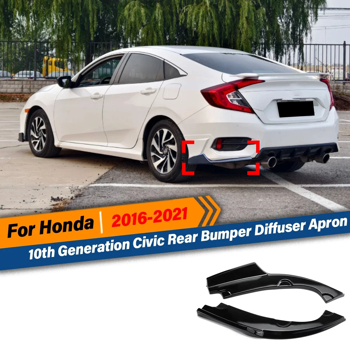 

Для Honda Civic 10-го поколения: Защита заднего бампера от столкновений, боковые сплиттеры, защита от царапин, модификация кузова