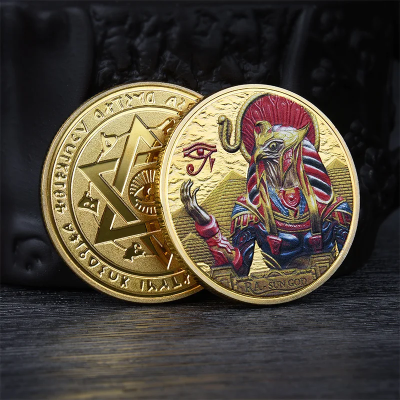 Ancient Greek Egyptian Pyramid Eagle God Horus Commemorative Coin Freemason Eye Commemorative Medal Lucky Coin Guardian Coin
