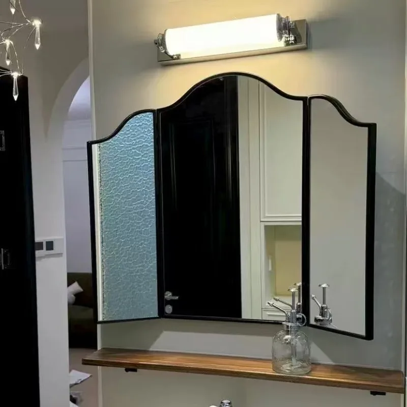 Dressing Table Bathroom Mirrors Durable Triple Folding Irregular Wall Mounted Makeup Mirror Household Bathroom Accessories