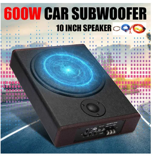 8-Inch car audio modified ultra-thin subwoofer, high-power 12V with treble active wooden leather audio