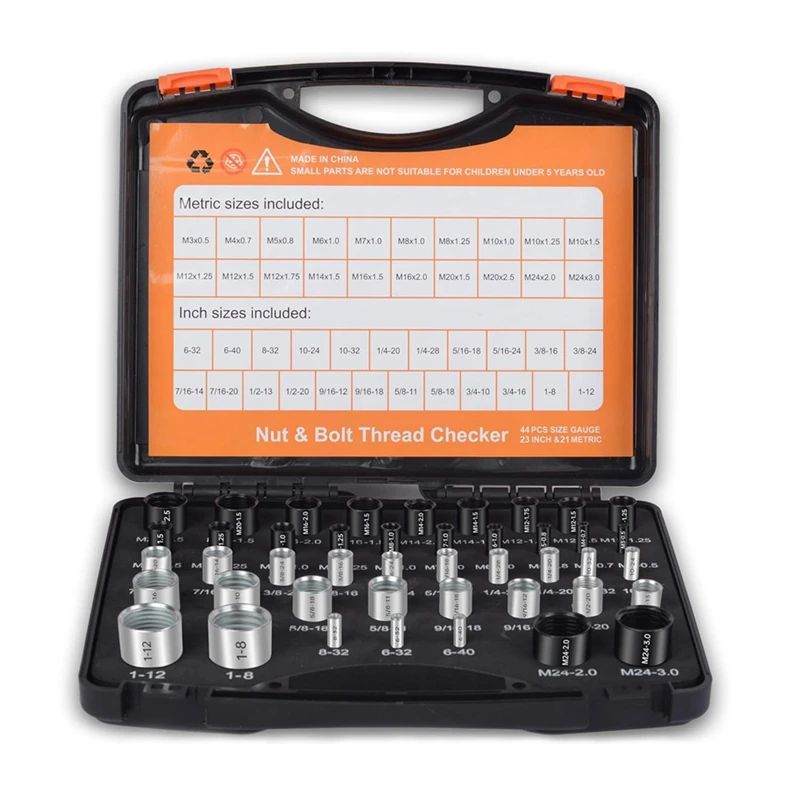 44 Stück Standard-und metrischer Satz Gewinde kennung schraube Größen lehre 23 Zoll & 21 Metrik