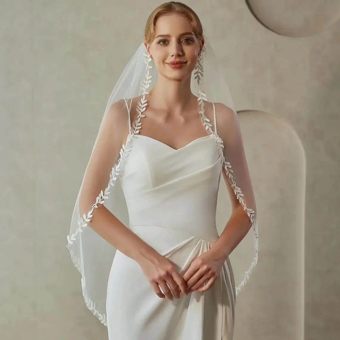 

Свадебная фата невесты с пшеничными ушками, свадебная фата с кружевной отделкой 1 м, 2 м, 3 м, белый цвет слоновой кости, свадебные аксессуары, аксессуары для свадебного платья G129