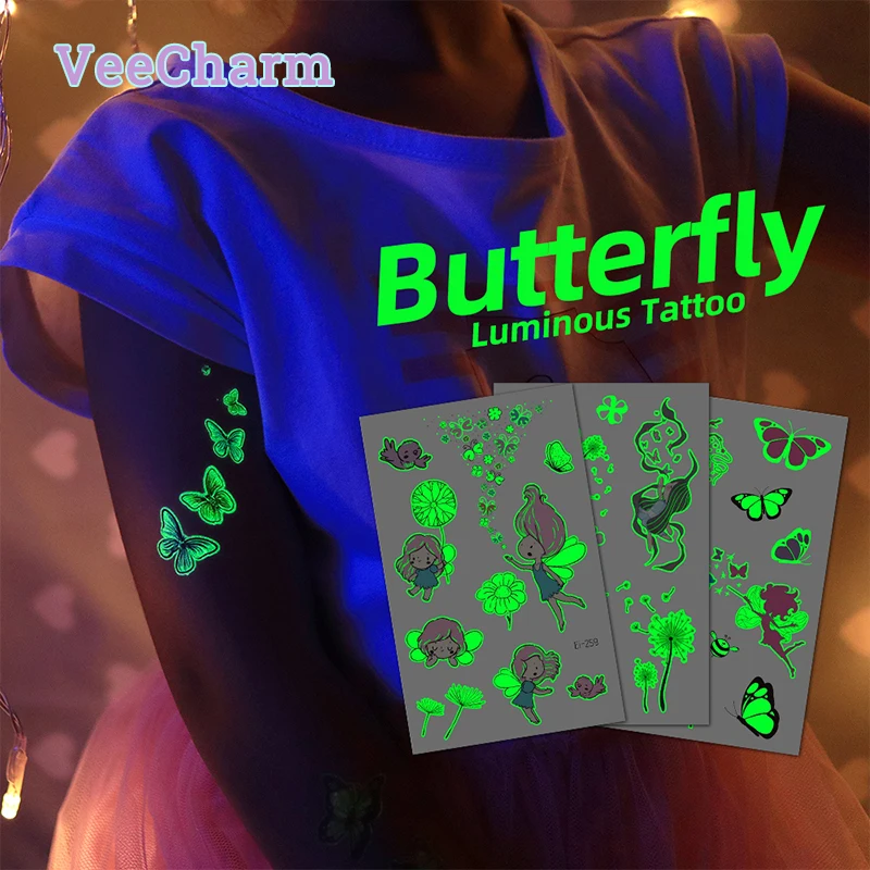 

VeeCharm 1/14 Sheet Butterfly Temporary Tattoos for Kids/Women Birthday Party Supplies Butterfly Party Favors Fairy Decor