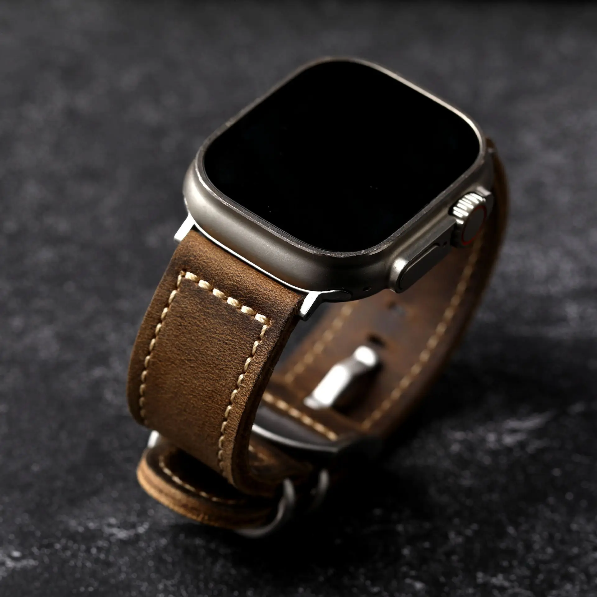 

Luxury Leather Strap For Apple Watch Ultra 2 49MM Handmade Top Layer Cowhide Band For Iwath Series 9 8 7 6 5 SE 4 45MM 44MM 42