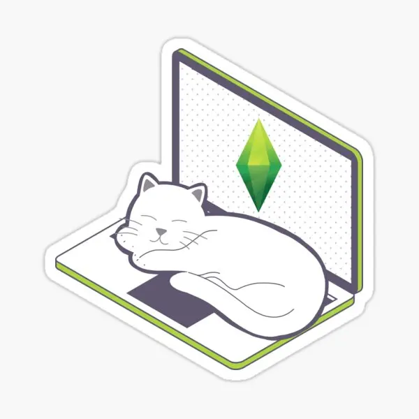 The Sims Cat Mood (Green) Sticker Sticker for Laptop Decor Bedroom Car Cute Cartoon Art Fashionable Public Suitcase