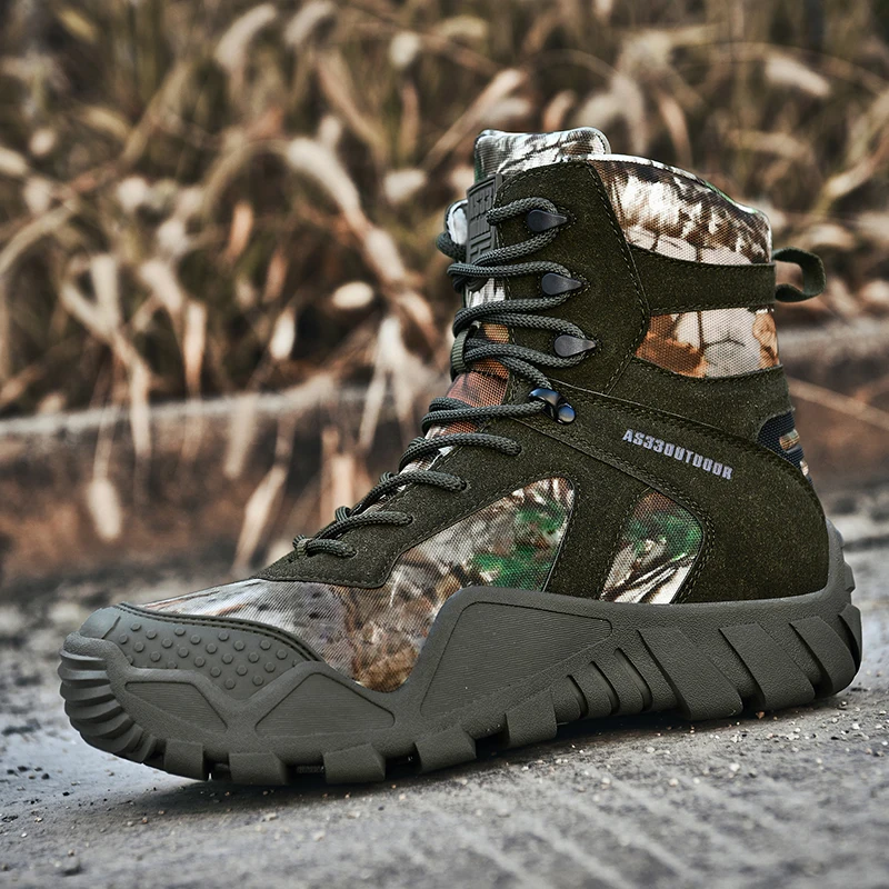 HIKEUP herren Winter Stiefel Outdoor Wilden Praxis Feld Kampf Military Sport Männer Wanderschuhe Warme Trekking Leder Stiefel