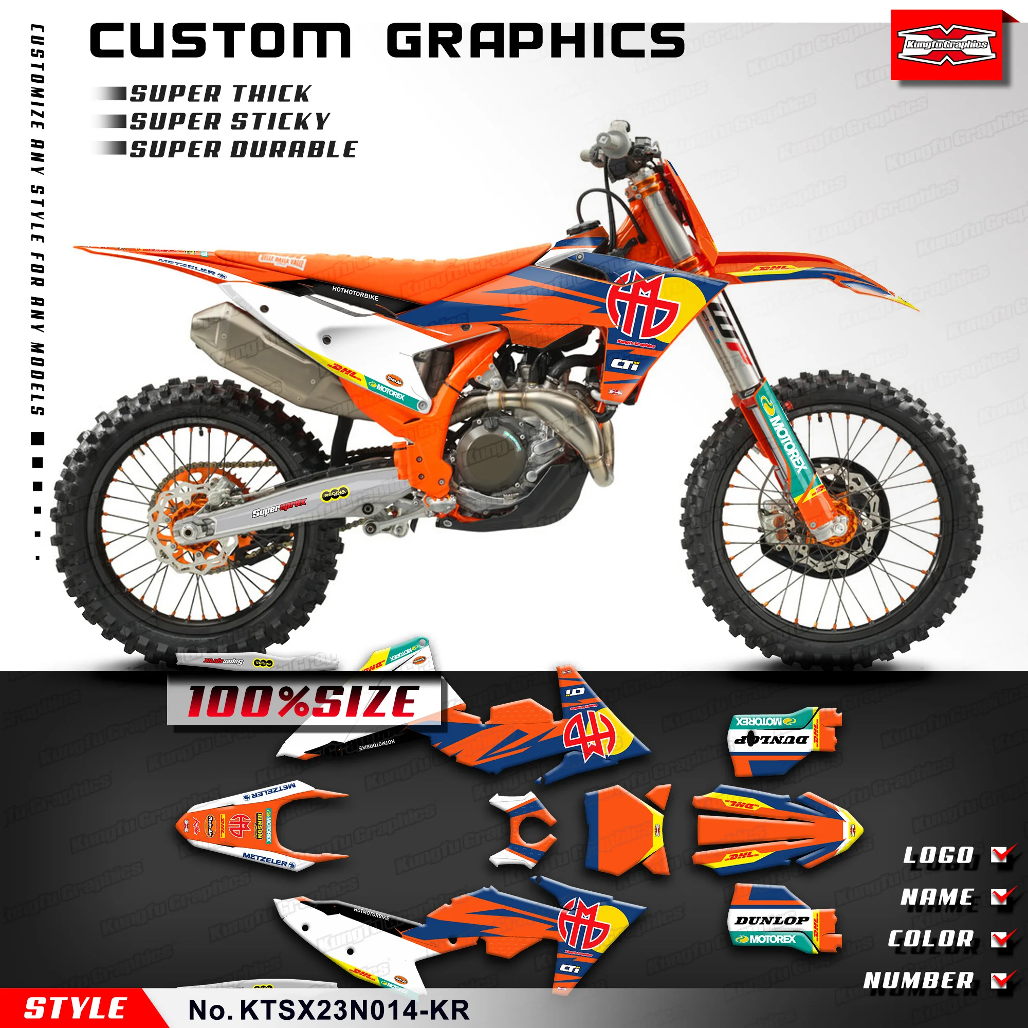 

KUNGFU GRAPHICS Motorcycle Vinyl Decal for KTM SX SXF EXC XCW 2023 2024 2025 Graphic Design, KTSX23N014-KR