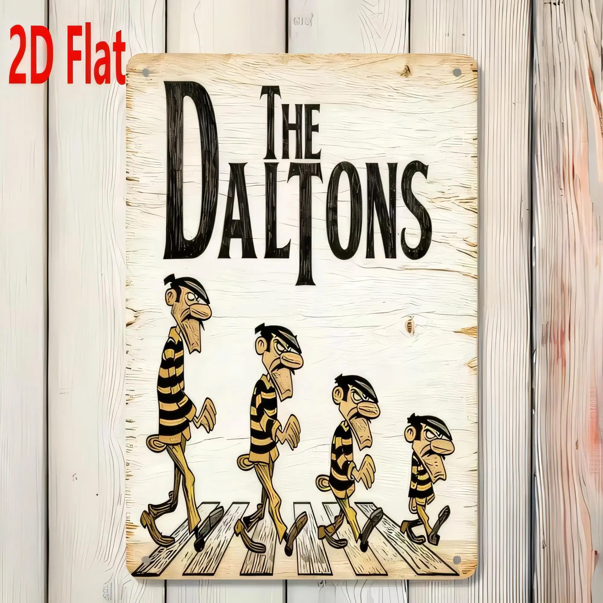 Tin Sign  Vintage The Daltons Family Poster Metal Wall Art Funny Gangster Style Wood Effect for Bar Pub Garage Man Cave Decor