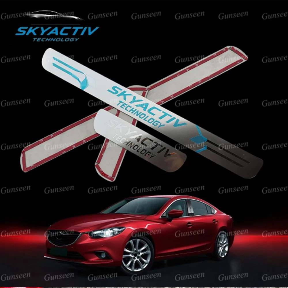 For Mazda 3 CX-5 6 CX30 Car Door Sill Kick Scuff Plate Protector Trim Auto Accessories Threshold Guard Pedal Styling Sticker