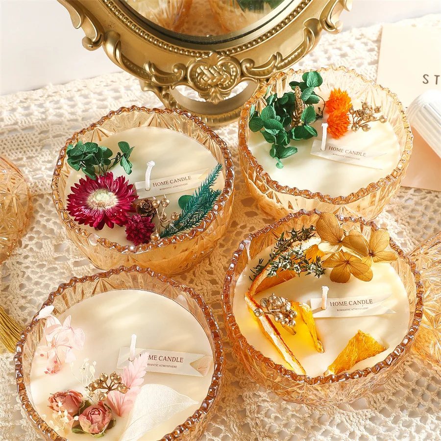 Dried flower scented candle gift box set, creative goods, handmade birthday gift, soybean wax wholesale gift bag
