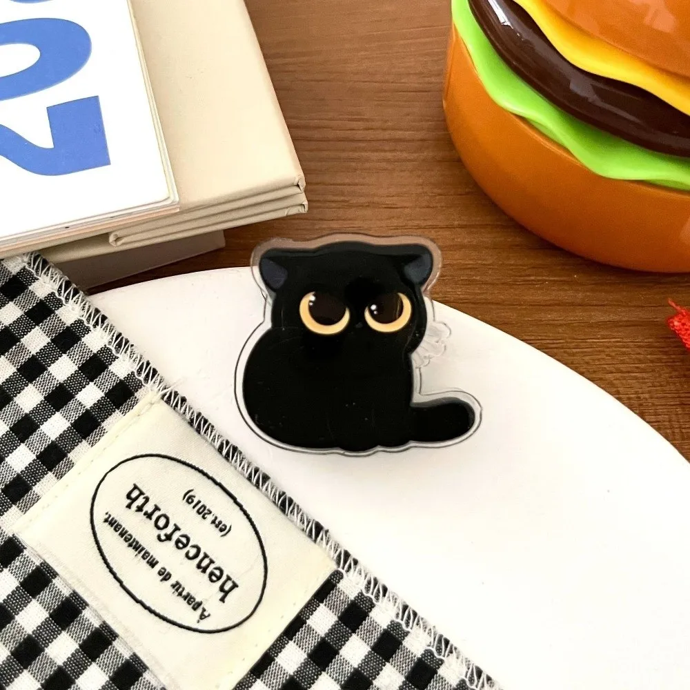 8pcs Acrylic Black Cat Bag Clips Fresh Keeping Cat Print Kitchen Seal Clips Paper Clips Moisture-proof Stationery Clips