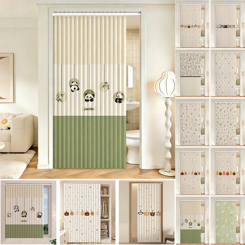 Bathroom Door Curtain Waterproof Mildew Proof Partition Curtain Privacy Fabric Screen Curtain for Toilet Washroom Home Decor