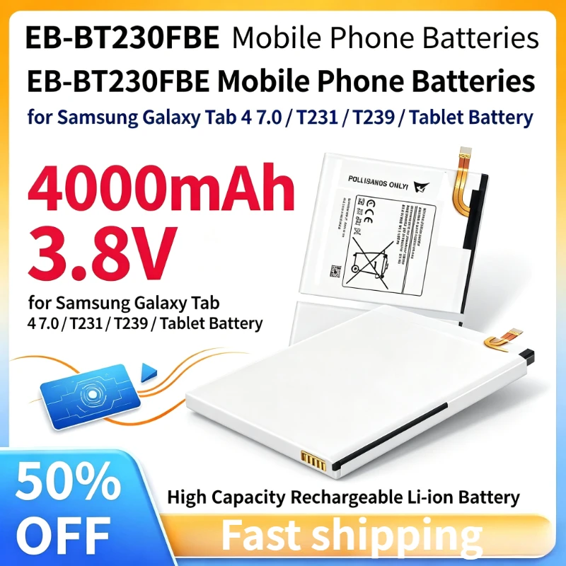 For Samsung Galaxy Tab 4 7.0 Replacement Battery EB-BT230FBE 3.8V 4000mAh for T231 T239 Mobile Phone Batteries In stock