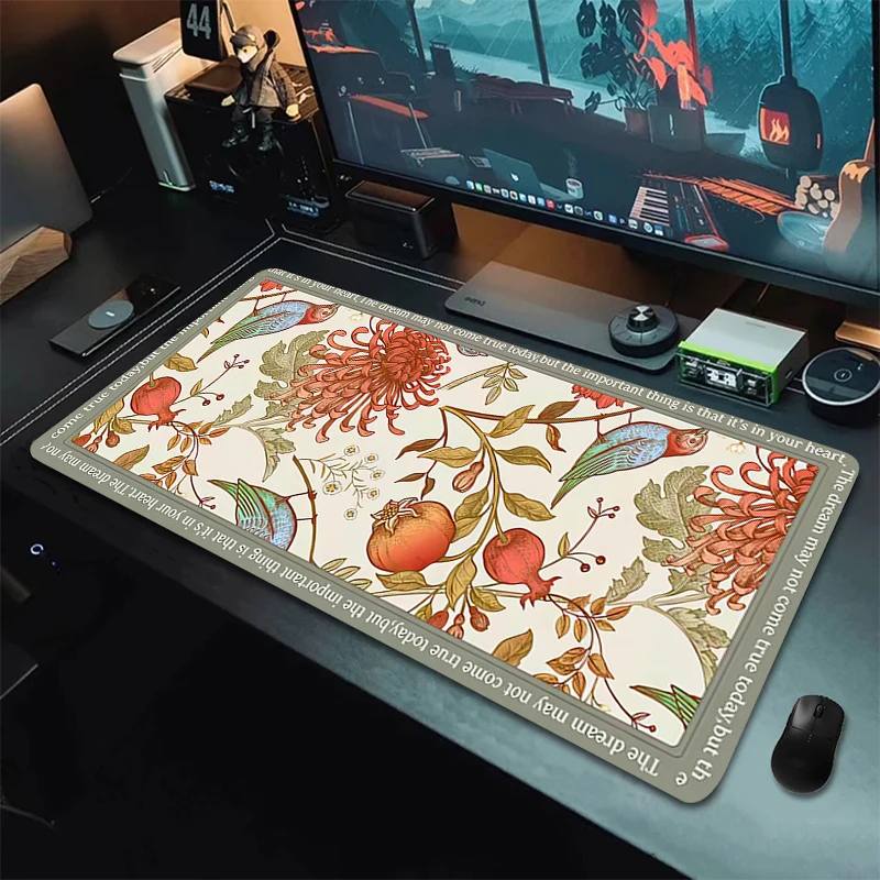 Computer Xxl Mouse Pad Large Vintage Flower Gaming Accessories Gamer Keyboard Desk Mat Mousepad Office Mats Mause Carpet 900x400