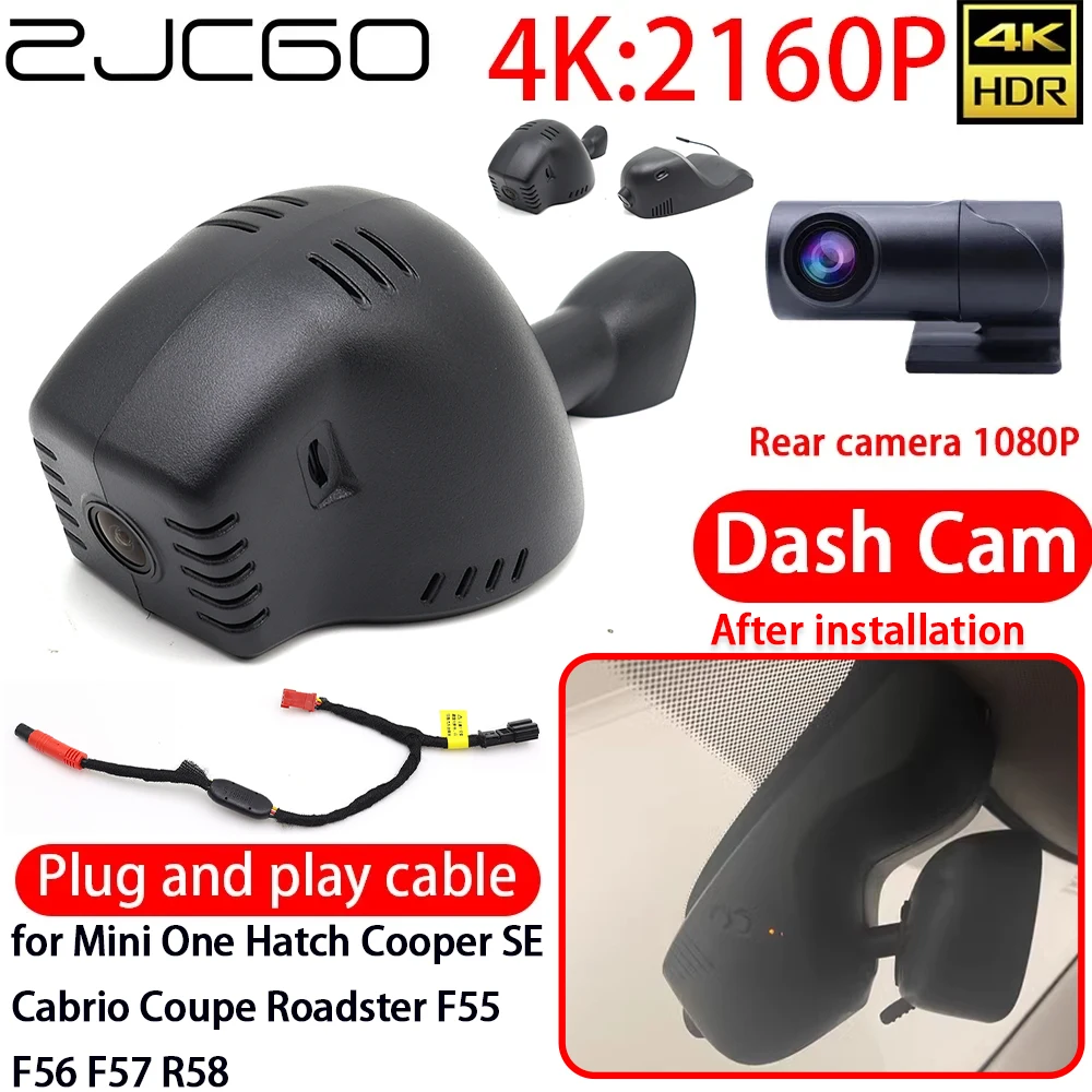 ZJCGO 4K Car DVR Dash Cam Wifi Front Rear Camera 24h Monitor for Mini One Hatch Cooper SE Cabrio Coupe Roadster F55 F56 F57 R58