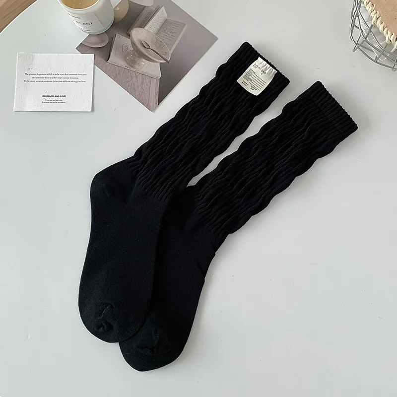 Breathable Sweat Wicking Solid Cotton Slouch Shoe Insoles Japanese Ins Trendy Mid Calf Foot Pads Women Fashion Shoe Inserts