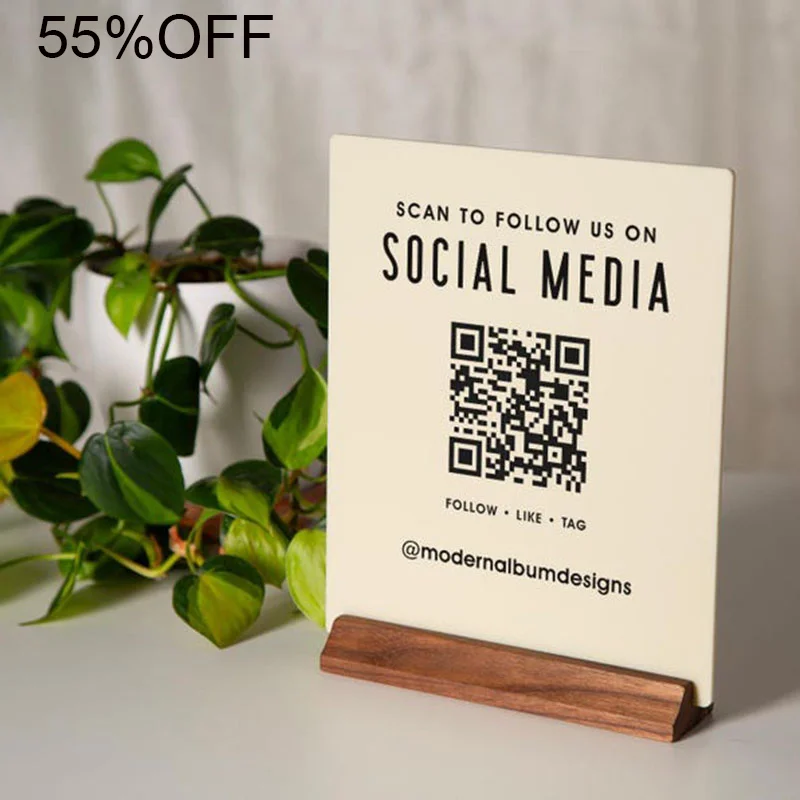 Hot Custom Social Media QR Code Sign Acrylic Business Sign Ideal for Small Business Custom Instagram Facebook Sign for Promotion