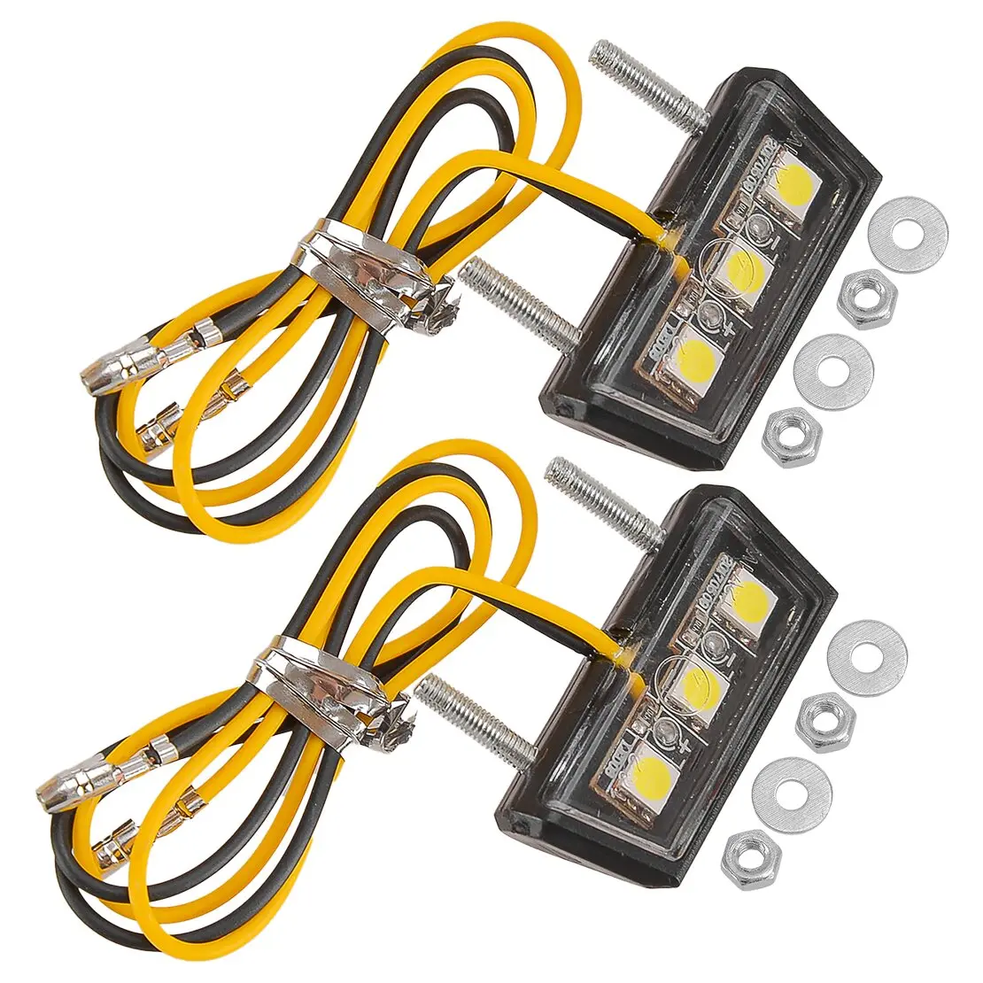 2 шт. универсальный белый 3 светодиодный светильник для номерного знака мотоцикла, мини-задняя лампа с номерным знаком
