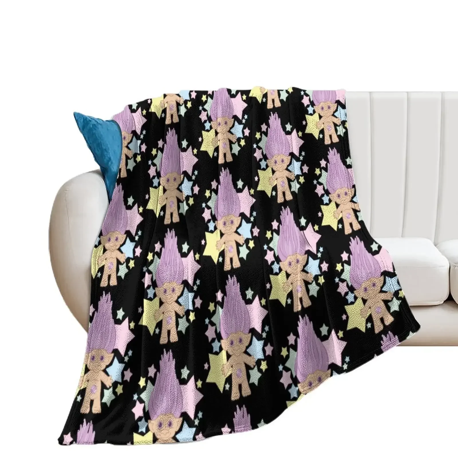 Cute Lucky Troll Throw Blanket Multi-Purpose Furrys Bed linens Blankets