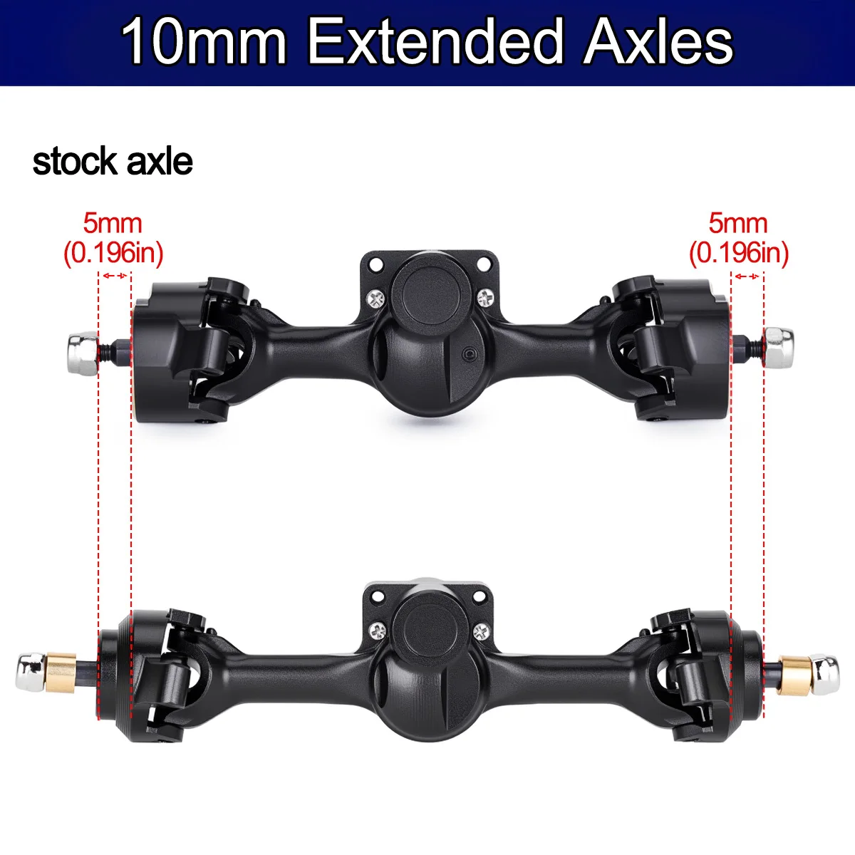 Aluminum Alloy Complete Front & Rear Axle +5mm Width for 1/30 RC Crawler Car Axial SCX30 Upgrade - view 4