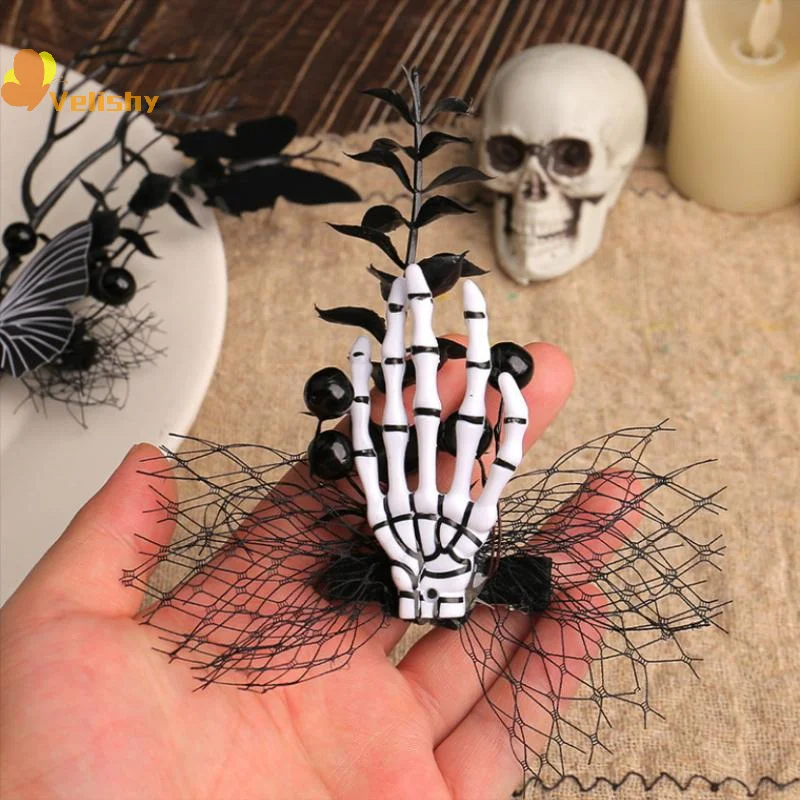 هالوين شبكة العظام مخلب دبوس الشعر شبح مهرجان فستان رقص غريب فراشة الميت فرع الجانب كليب الديكور #5