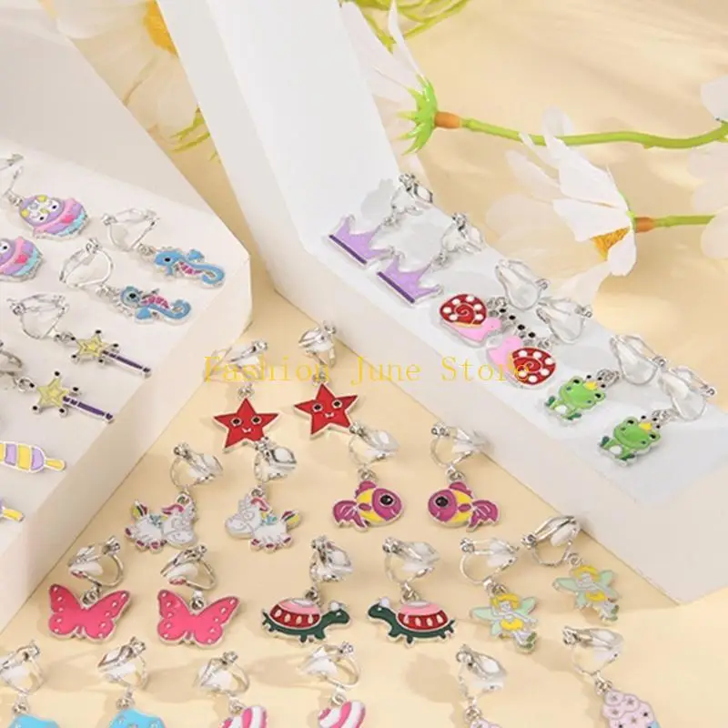 N5KA Pairs of 20 Clip on Earrings Colorful Non-pierced Earring Party Favor-Princess