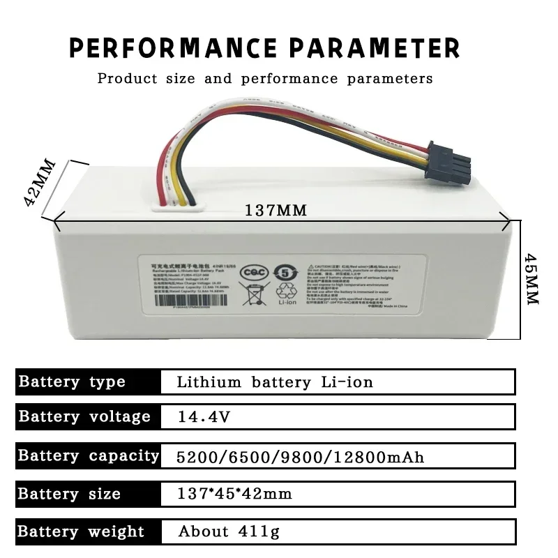 2024 NEW Free Shipping Battery 1C P1904-4S1P-MM for Xiaomi Mijia Mi Vacuum Cleaner Sweeping Mopping Robot Replacement Battery G1