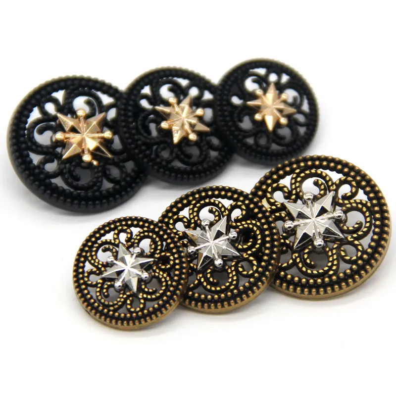 HENGC 18/20/23mm Chic Flower Shape Metal Sewing Buttons For Clothes Suit Blouse Coat Decorations Handmade Sewing Accessories