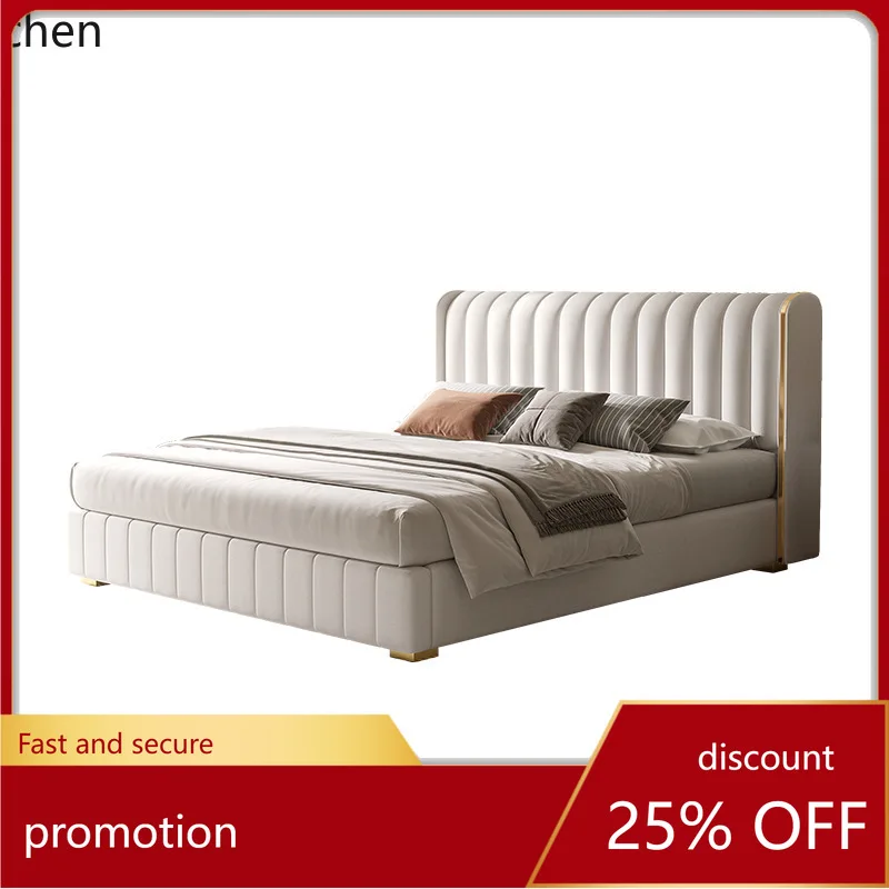 ZML Simple Floor-standing Fabric Bed for Master Bedroom Double Technology Fabric Bed