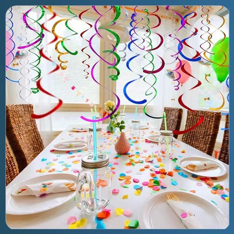 

AB02 Подвесные вихревые украшения, украшение для вечеринки, украшение на день рождения, спиральный кулон из ПВХ (серебро)