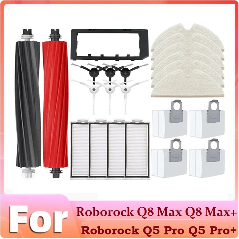 

Для Roborock Q8 Max Q8 Max+ Q5 Pro Q5 Pro+ Запасные части для робота Вакуумная основная боковая щетка Hepa-фильтр Швабра Мешок для пыли