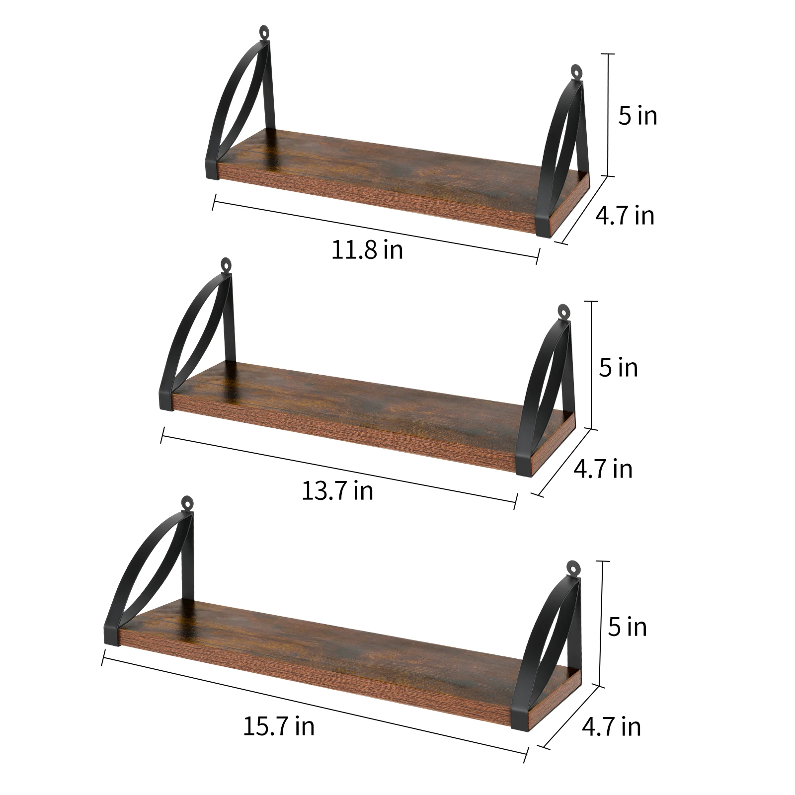 Brown Modern Shelf Shelving Cd Rack, 3-Piece Wall Mounted Suspension Rack