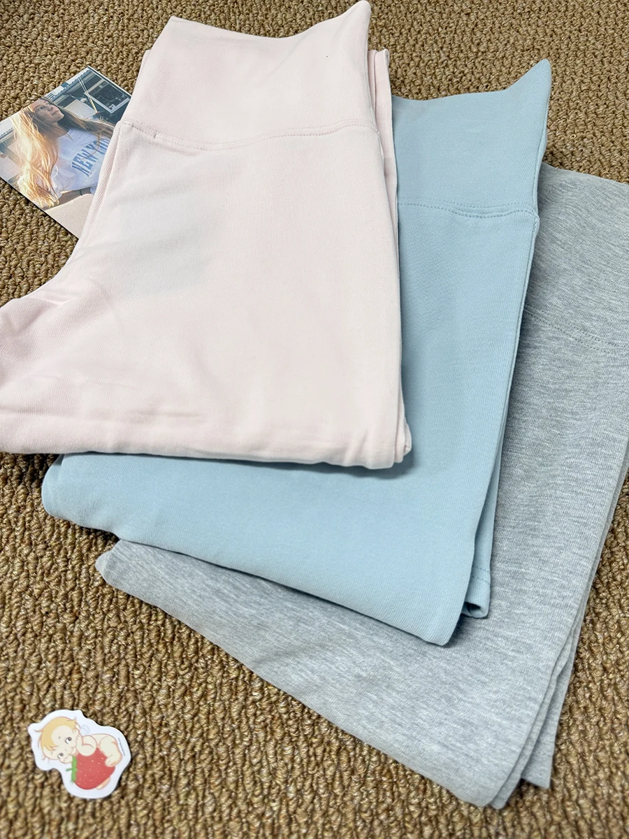 

Женские розовые укороченные брюки для йоги с отворотами, осенние эластичные хлопковые длинные расклешенные брюки, женские повседневные брюки в стиле Y2K, спортивные штаны в стиле преппи