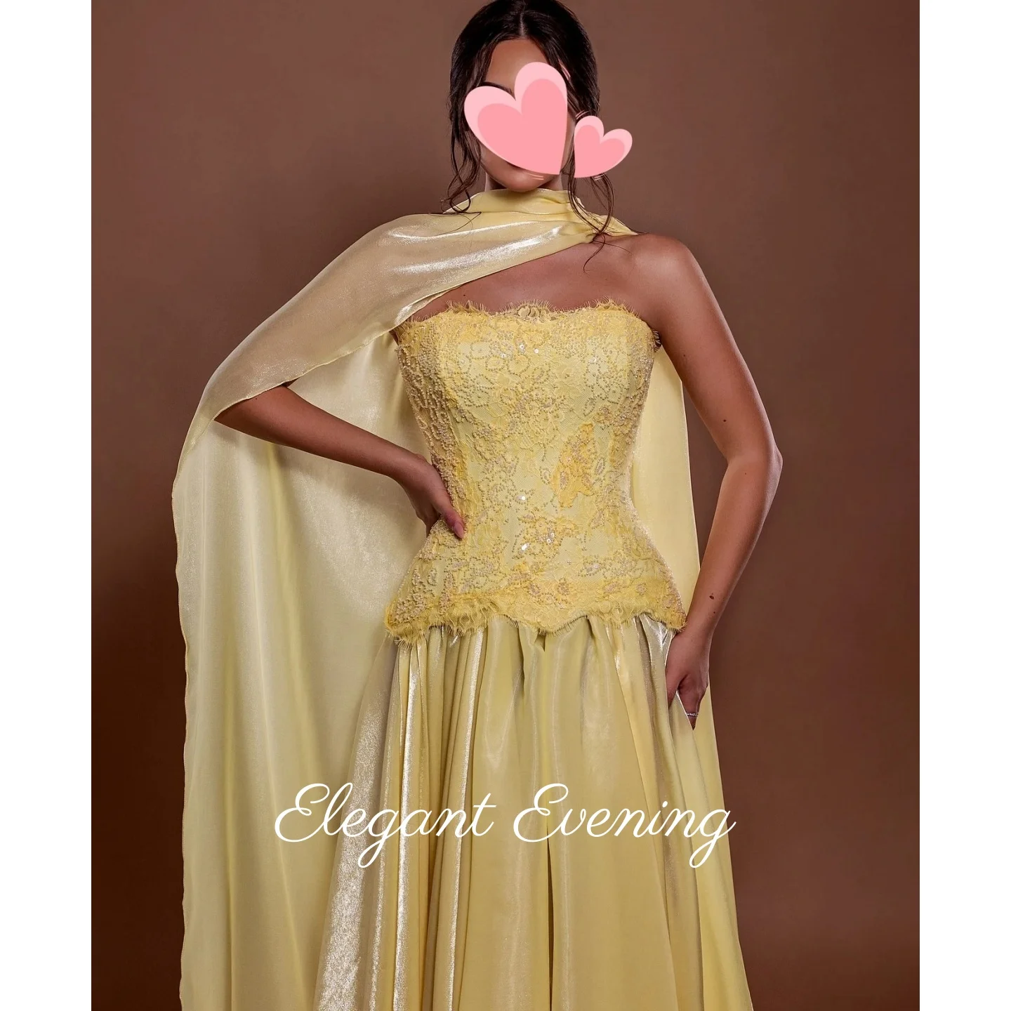

Sweet Yellow Prom Dress Shiny Lace Ribbon Elegant Vintage Evening Dresses New Stylish Customized Formal Occasion Party Gowns