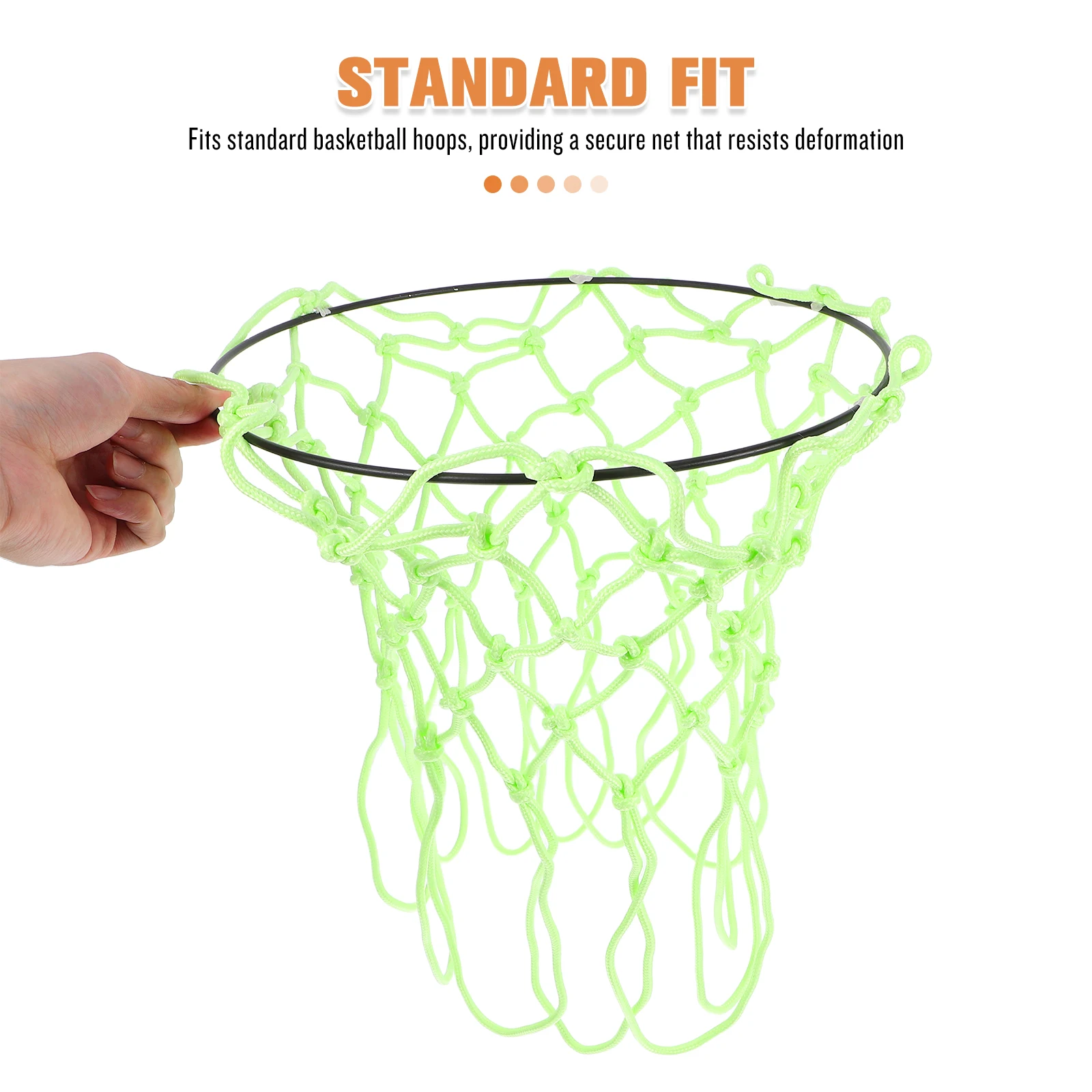 Outdoor Basketball Net Heavy Duty Solar Powered Fluorescent Nylon Glow in Dark Basketball Replacement Equipment Light Green