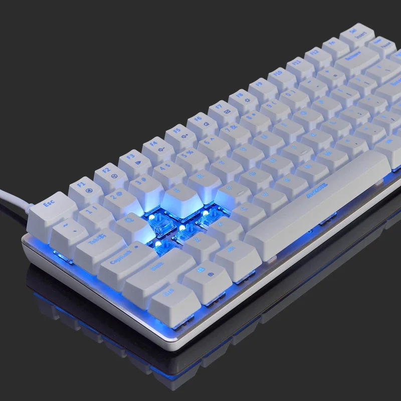 Keyboard Mekanikal rollover n-key, saklar biru dengan 82 tombol, Keyboard Mekanikal Gaming