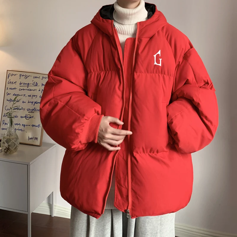 

Мужская зимняя утепленная повседневная куртка из хлопка с капюшоном, однотонная, простой дизайн, водонепроницаемая, на молнии