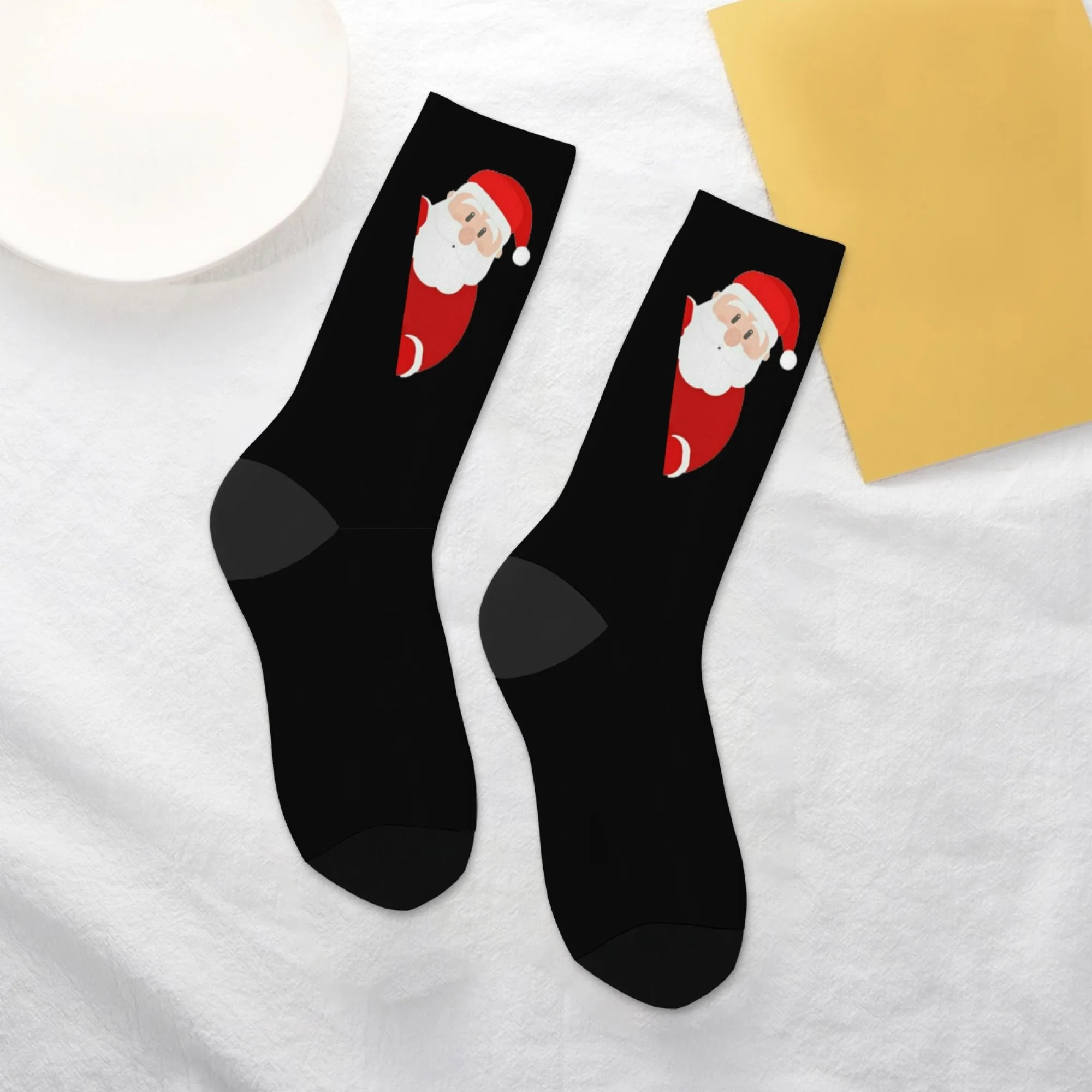 귀여운 만화 축제 스타일 남성용 크루 양말 빈티지 산타 & 순록 프린트 캐주얼 스트리트웨어 룩을 위한 편안한 양말