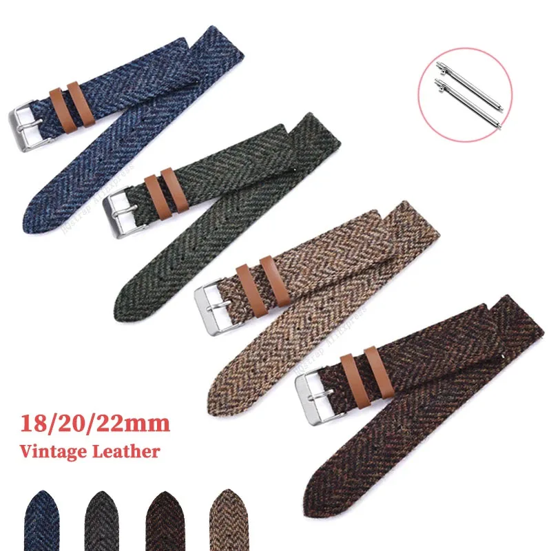 Quick Release straps Leather Watch Band 18mm 20mm 22mm Strap Vintage Weave Bracelet Men Women Universal Replacement Wristband