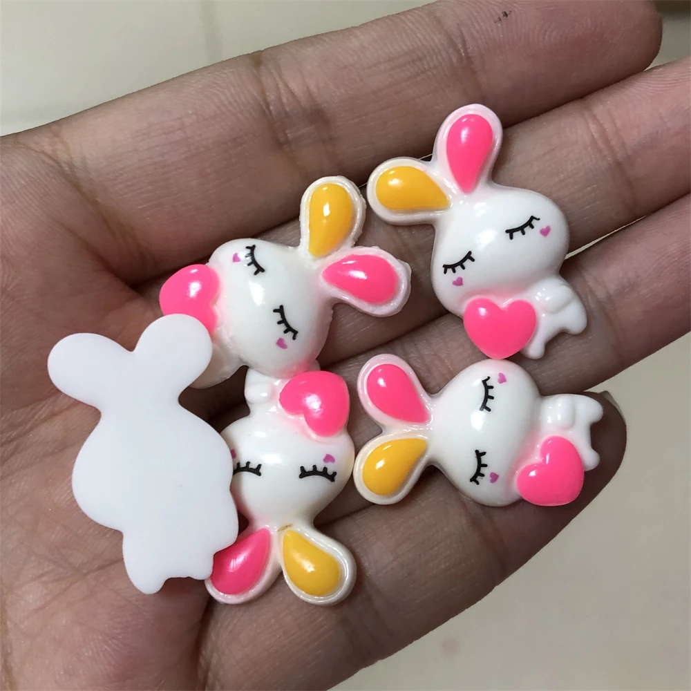 10pcs New Colorful Frog Birthday Hat Rabbit Head Love Heart Bunny Diy Craft Phone Case Decorations Nail Art Charms Accessories