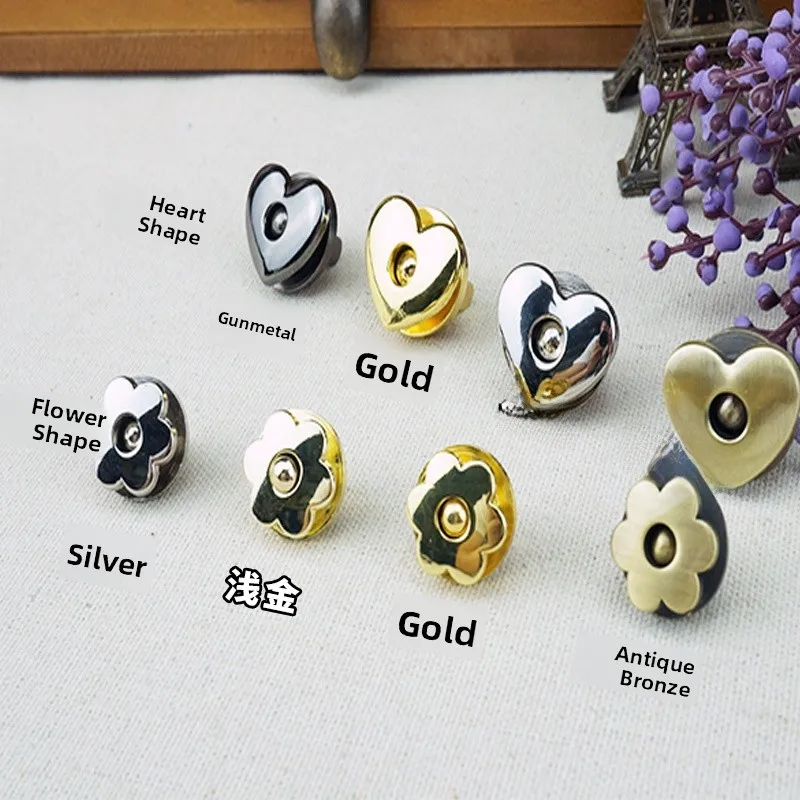 

High-End Magnetic Button DIY Handmade Leather Crt Bag Hardware Accories Plum Blossom Heart-aped Bule Magnet Absorpti...