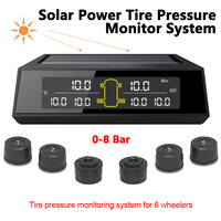 Truck TPMS 6 External Sensors Solar Power 0-8 Bar Car Tire Pressure Monitor System Intelligent Tyre Pressure Temperature Warning