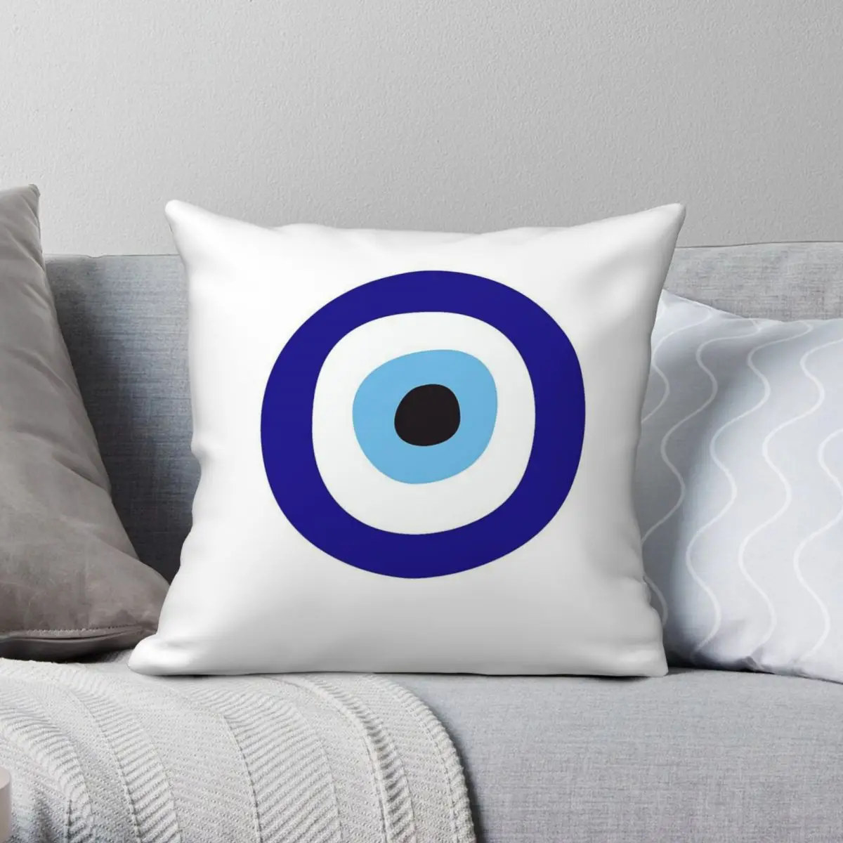 Mati Evil Eye Naઓar Square Pillowcase Polyester Linen Velvet Printed Zip Decorative Pillow Case Home Cushion Cover