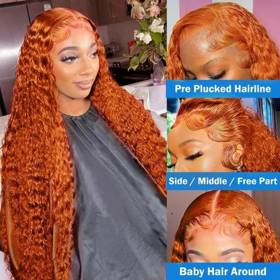 Peruca de Cabelo Humano Ondulado Profundo de 30 Polegadas com Renda HD 13x6, Peruca Frontal de Renda HD 13x4, Peruca Frontal de Renda Colorida com Densidade 250