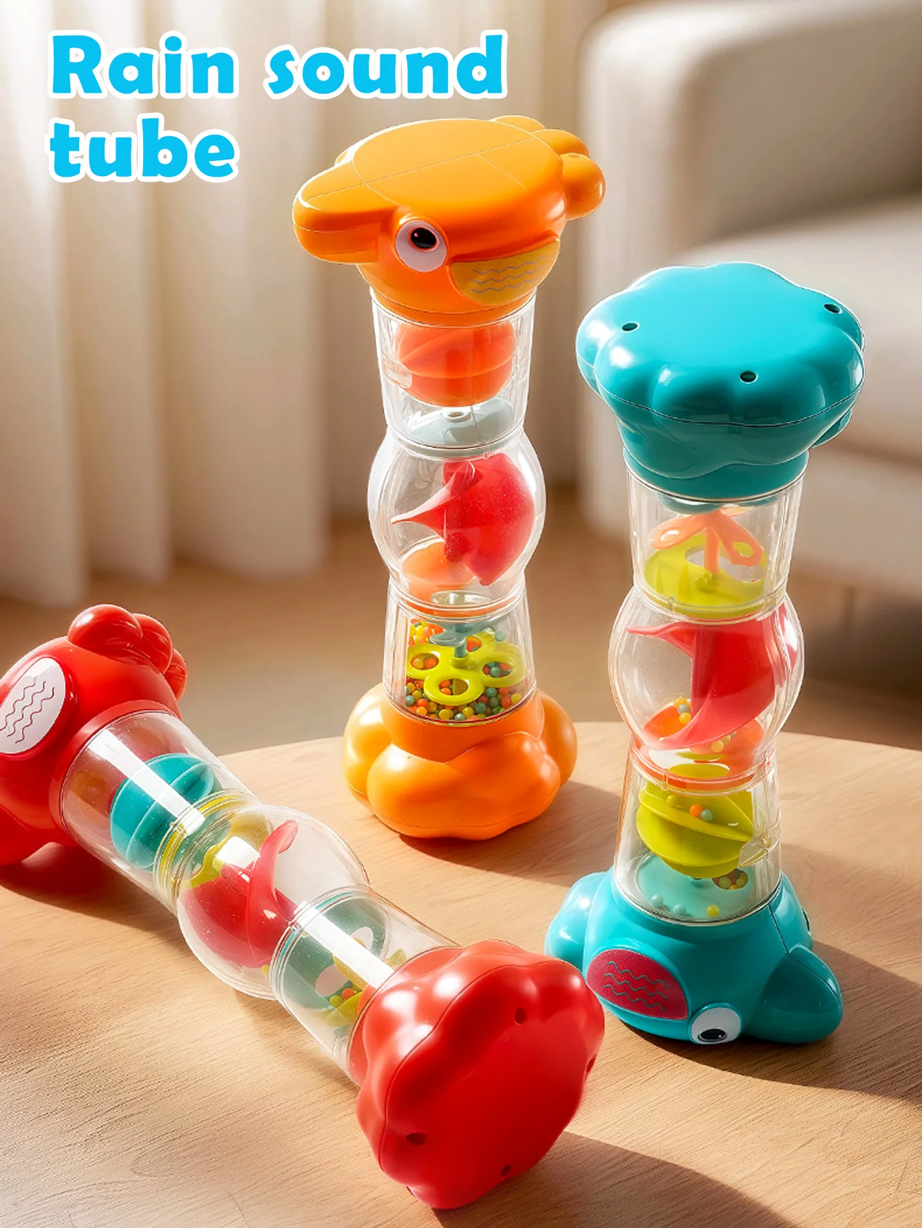 

Baby Rain Sound Tube Toy Montessori Sensory Rattle Colorful Early Educational Musical Instrument for Toddlers Infant Gift