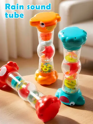 Baby Rain Sound Tube Toy Montessori Sensory Rattle Colorful Early Educational Musical Instrument for Toddlers Infant Gift